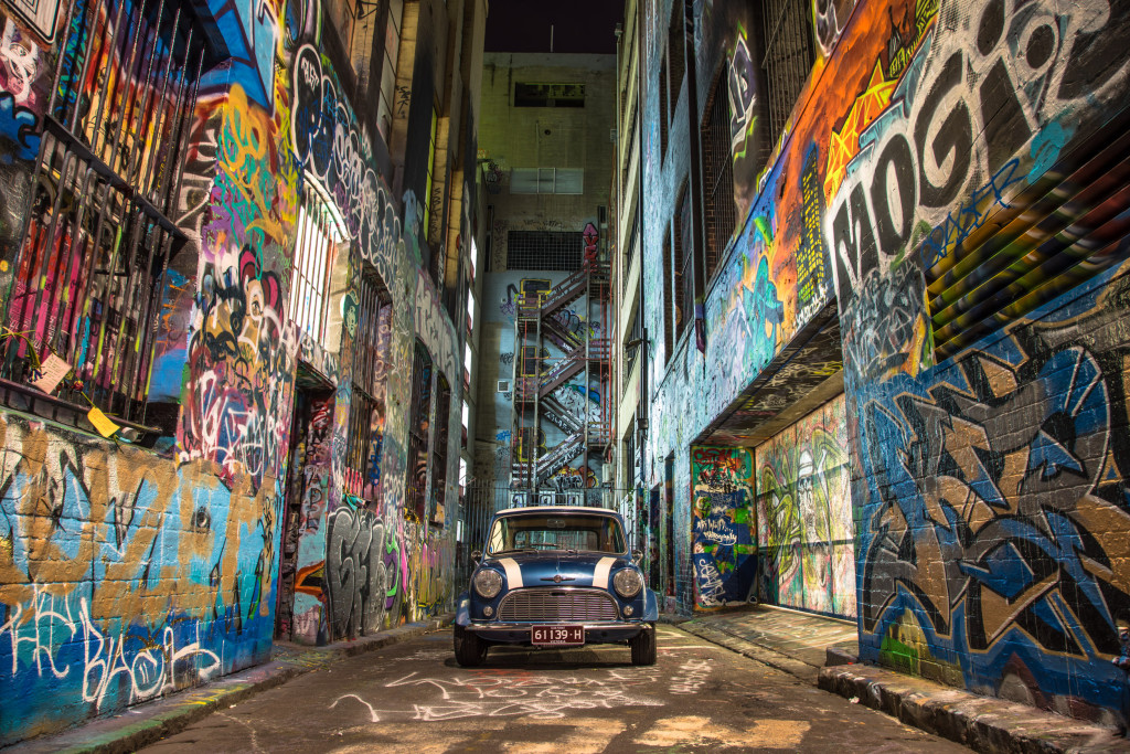 Mini hiding in the shaddows