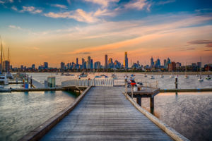 City Skyline from St Kilda at Sunset
